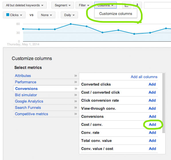 google-adwords-customize-columns-dropdown